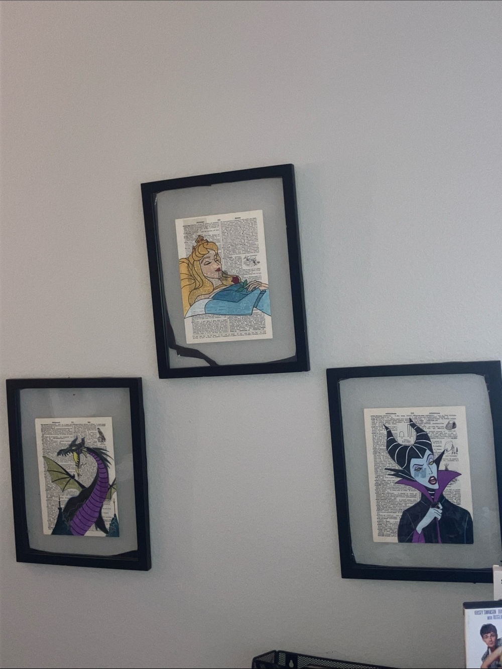 Disney sleeping beauty glass framed photo on book paper